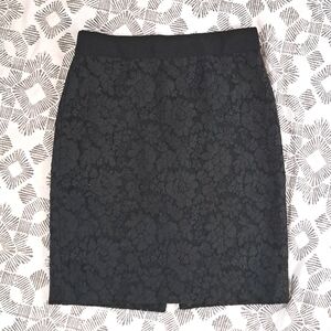 J crew lace overlay pencil skirt black sz8